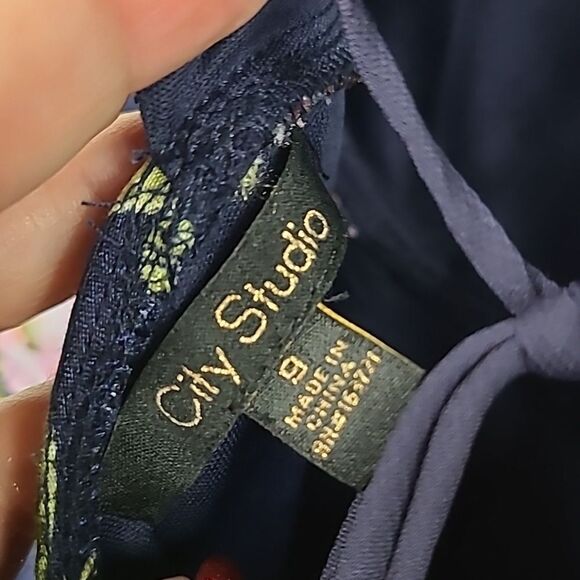 Macy's NWT Woman's Navy Floral Lace Up Formal Corset Prom Dress Homecoming Party - Picture 11 of 14